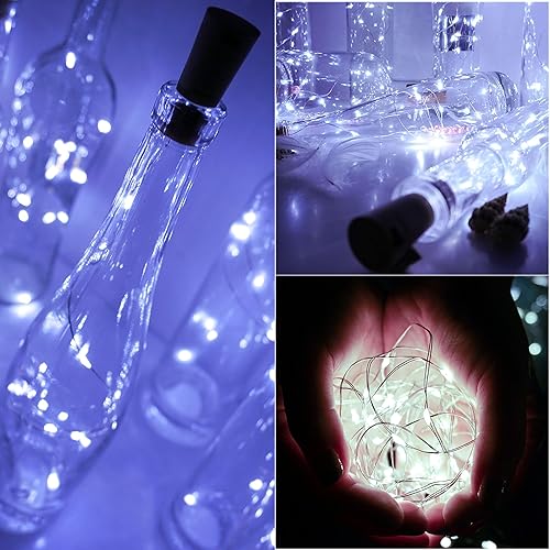 Miniatura 6 de Luces para botellas, paquete de 12 unidades, 20 luces LED de corcho para botellas de vino, batería (incluida), mini luces de hadas para iluminación