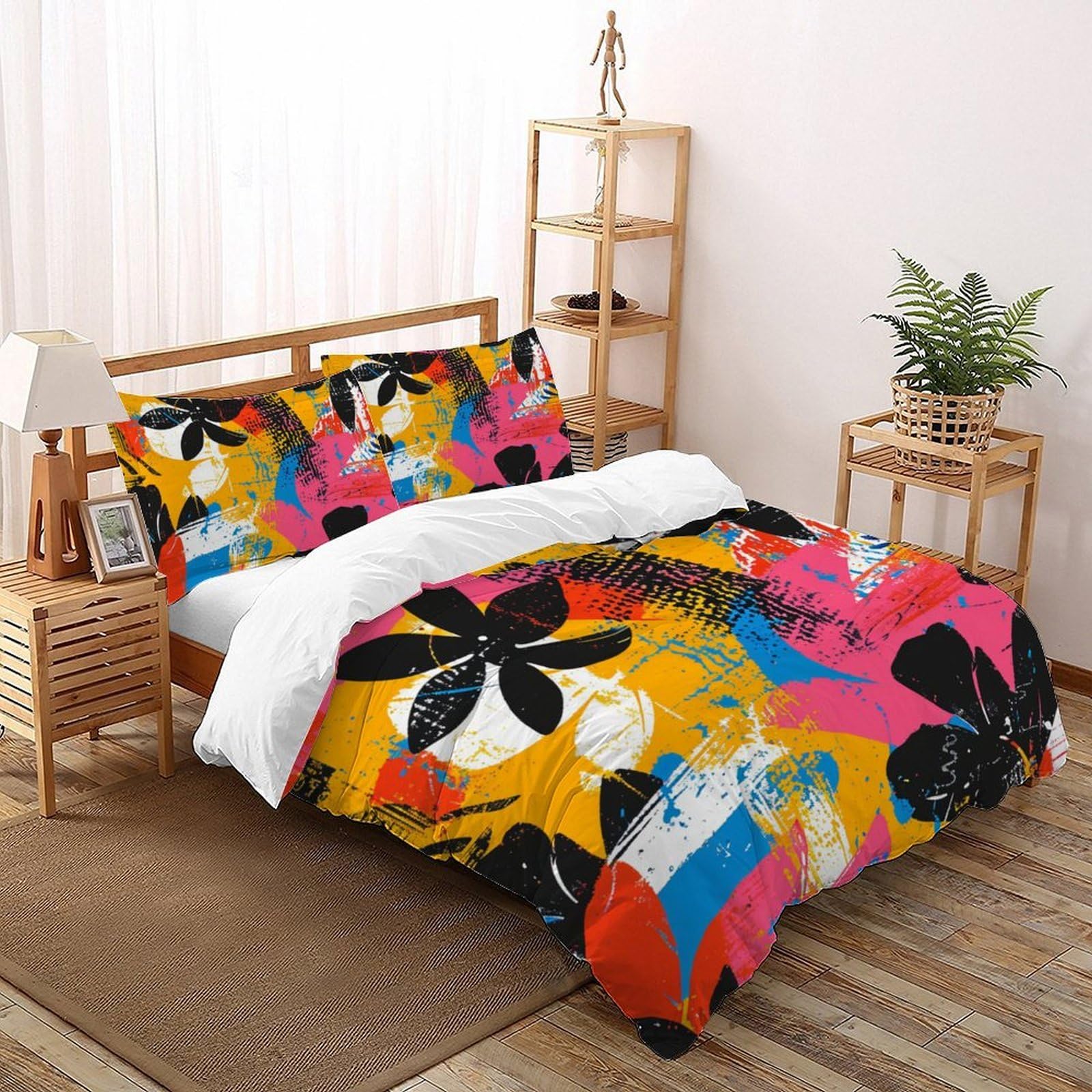 Housse de couette 3 pièces 220x240cm avec taies d'oreiller à zip invisible