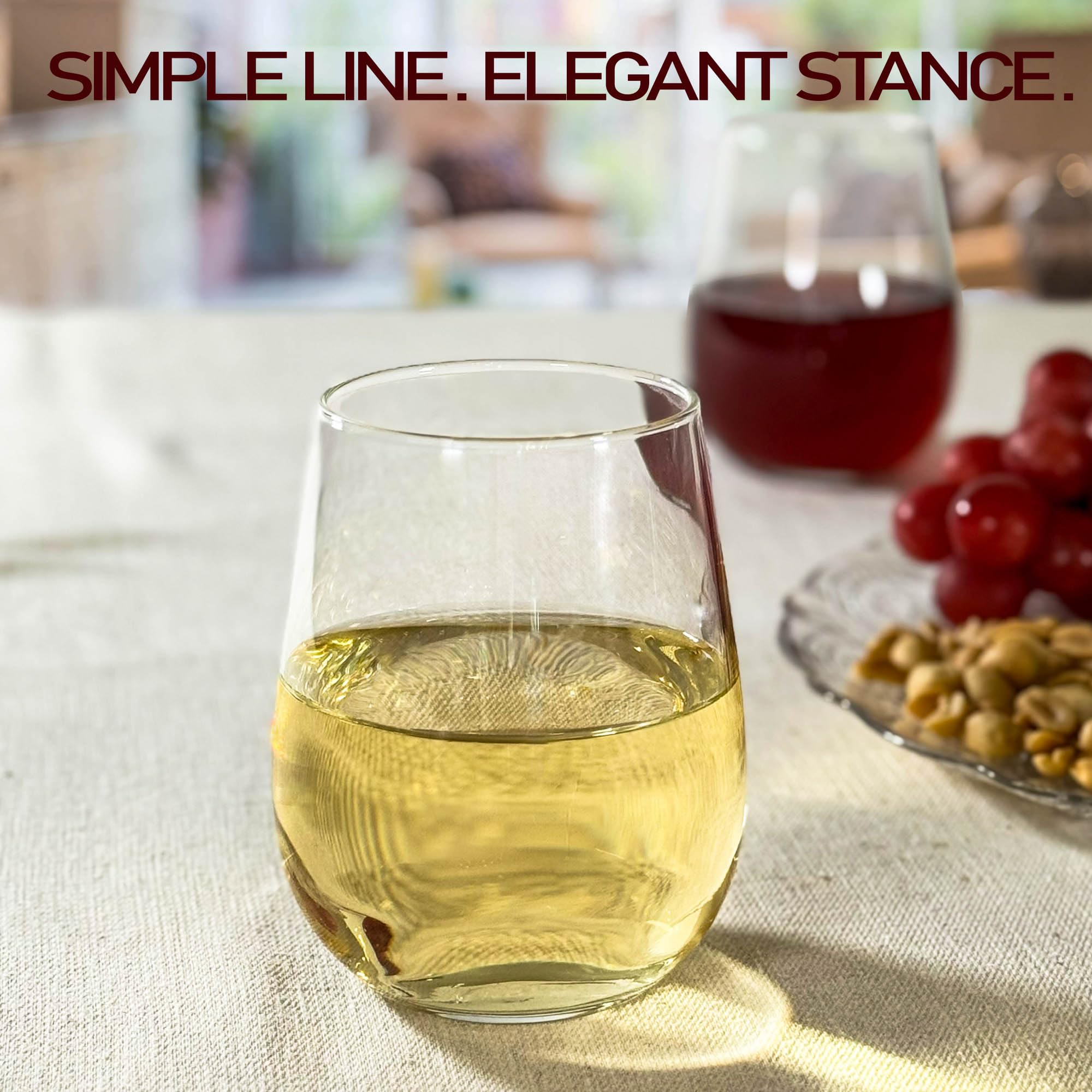 Juego de 6 copas de vino sin tallo, 12.5 onzas, ideales para cócteles, vino tinto y blanco y escocés para hogares y bares, vasos para jugo, vasos de agua, vasos de cristal fuertes sin plomo