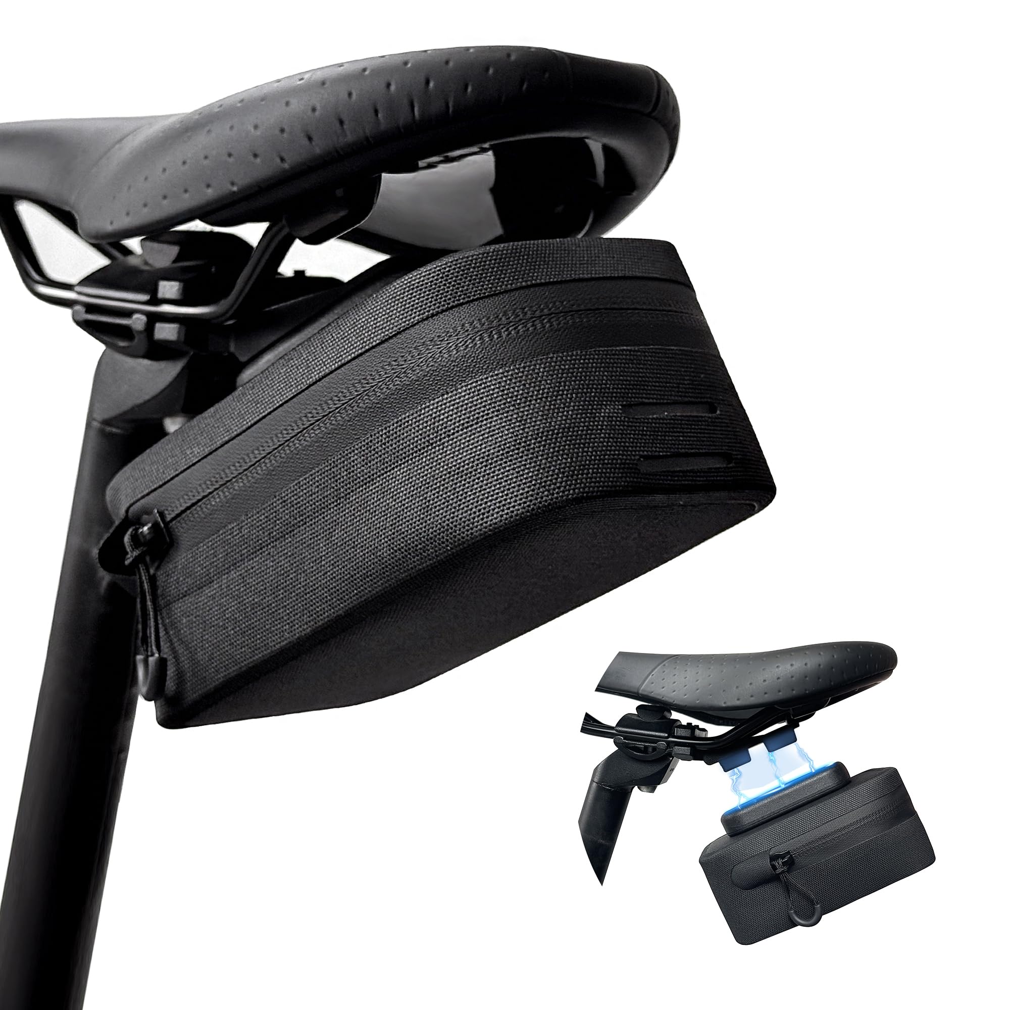 Kinetrail Magnetic Bike Seat Bag, Bicycle Saddle Bag Under Seat with Magnetic Quick-Relea…