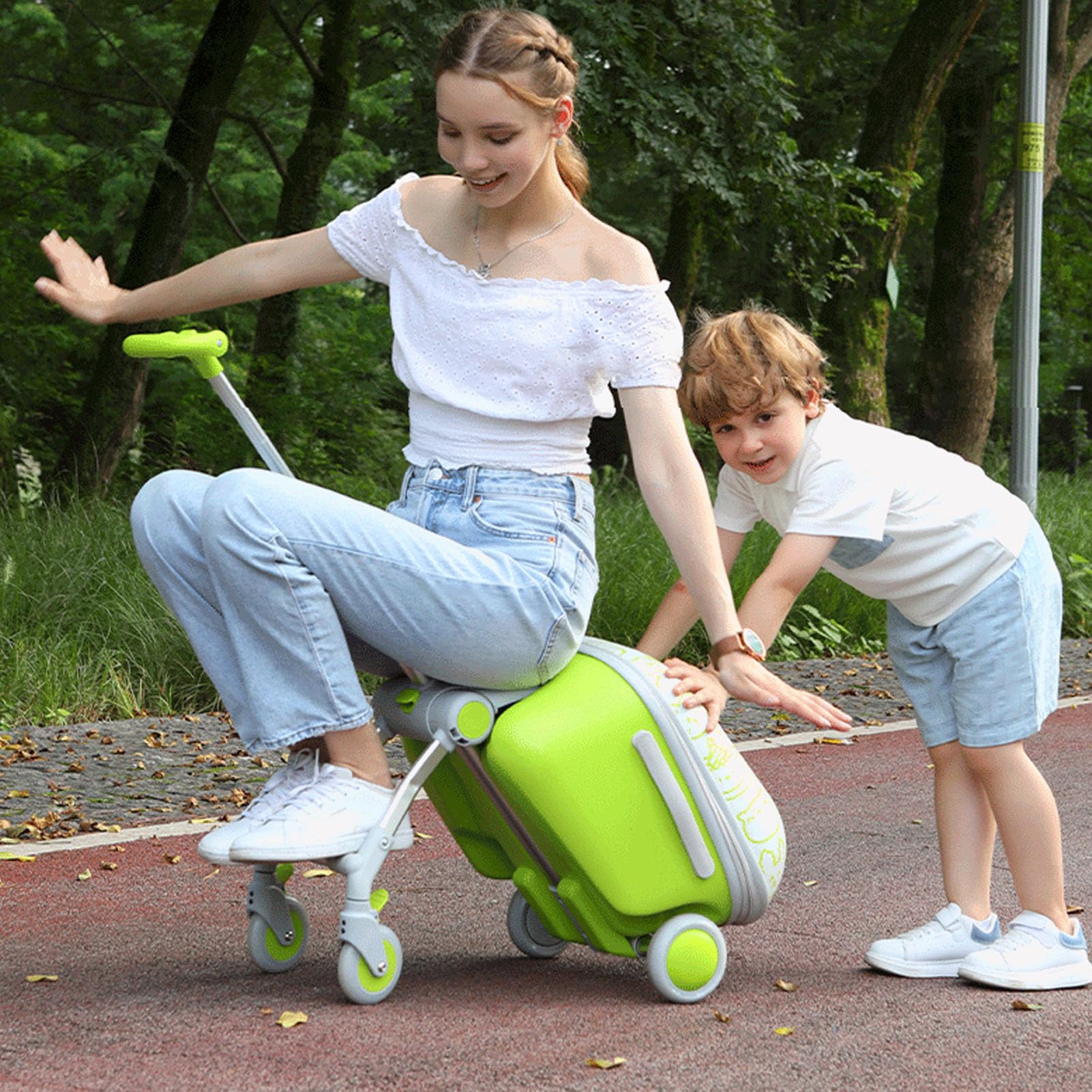 Walizka dla Dzieci, 2 w 1, 20 Cali, 55 L, bagaż Podręczny, Odpinana Walizka na Kółkach z Regulowanym Drążkiem, Idealna do Samolotu i Dzieci w Wieku od 2 do 10 Lat