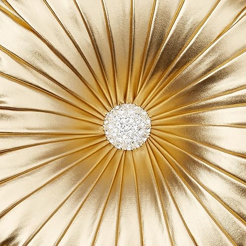 Miniatura 2 de EUCIOR Almohadas Decorativas Doradas, Almohada Circular, Almohadas Decorativas Plisadas de Calabaza Hechas a Mano, Almohadas Doradas, Almohadas