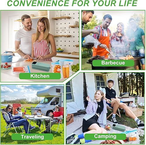 Miniatura 8 de Potente sellador al vacío 3 en 1, sellador al vacío compacto para alimentos, automático con un solo toque, control de temperatura y temporizador