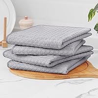 Vista 6 de Homaxy Toallas de cocina de microfibra con tejido de gofre, 16 x 28 pulgadas, ultra absorbentes y de color sólido, paquete de 4, gris