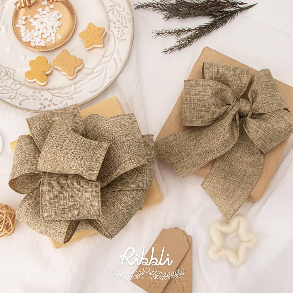 ☺︎❣️ Natalie ribbon set beige Natural & Cream Woven Jute Ribbon - 2 1/2