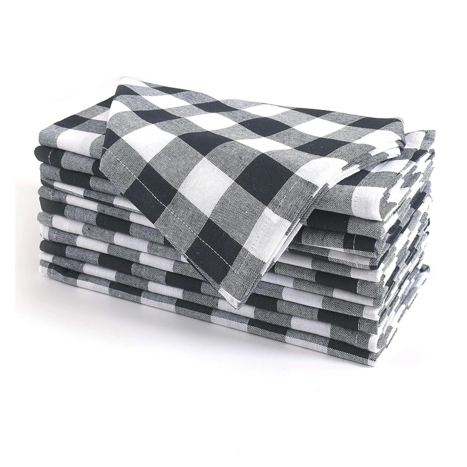 Servilletas de Tela Las servilletas a Cuadros Son adecuadas for el Uso Diario en Fiestas, cenas, Bodas, Lavado y se Pueden reutilizar(Color 01-12pcs)