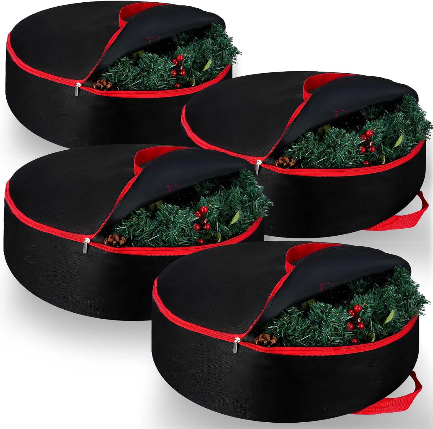 Paterr 4 Pcs Christmas Wreath Storage Container Black