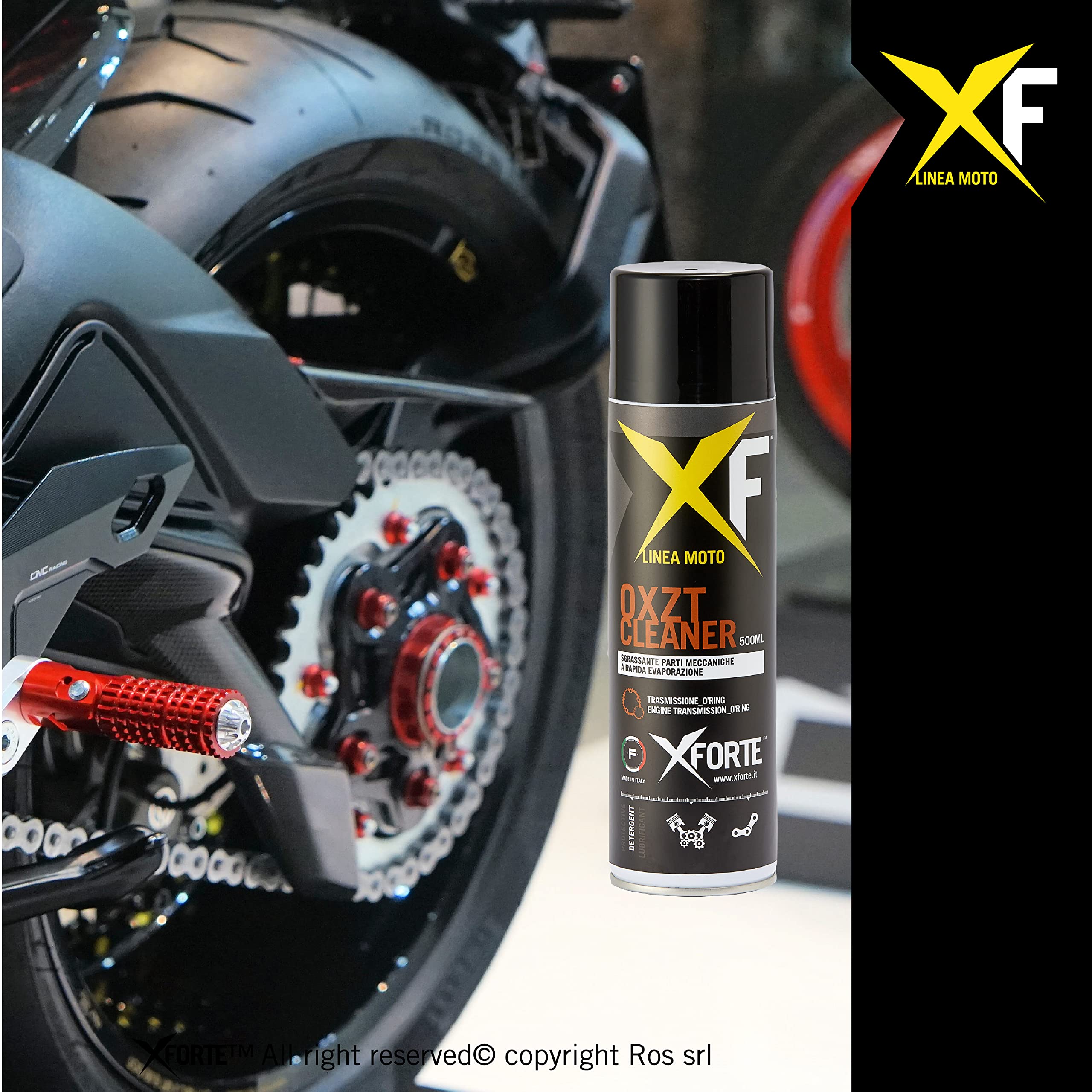 Kit Pulizia Moto Completo XFORTE – Pulizia Senza Acqua con Detergenti Professionali e 9 Panni F-CLEAN EVO Tecnico Inclusi, Ideale per Catena, Freni, Cerchi e Superfici Brillanti