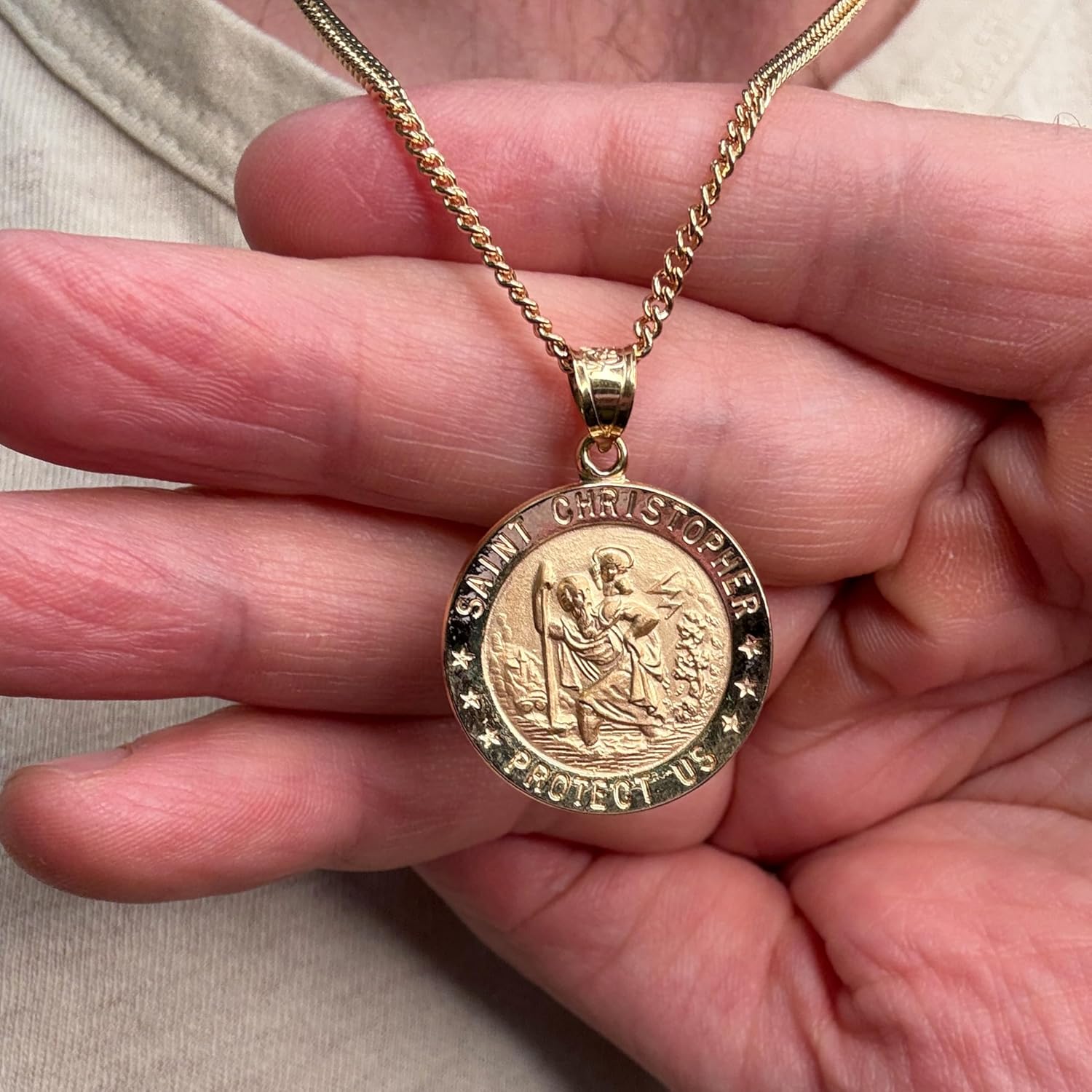 Cross+Crown Premium 14K Yellow Gold Filled Saint Christopher Pendant, Durable Double-Bonded 14K Pendant for Necklace, Women & Mens Gold St Christopher Medal & Premium Jewelry Box, Handcrafted Religious Jewelry in the USA - Image 4