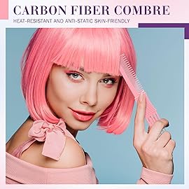 Leinuosen 3 Pack Carbon Lift Teasing Combs with Metal Prong, Hair Pick Comb for Women Hair Styling(Blue, Pink, Purple)