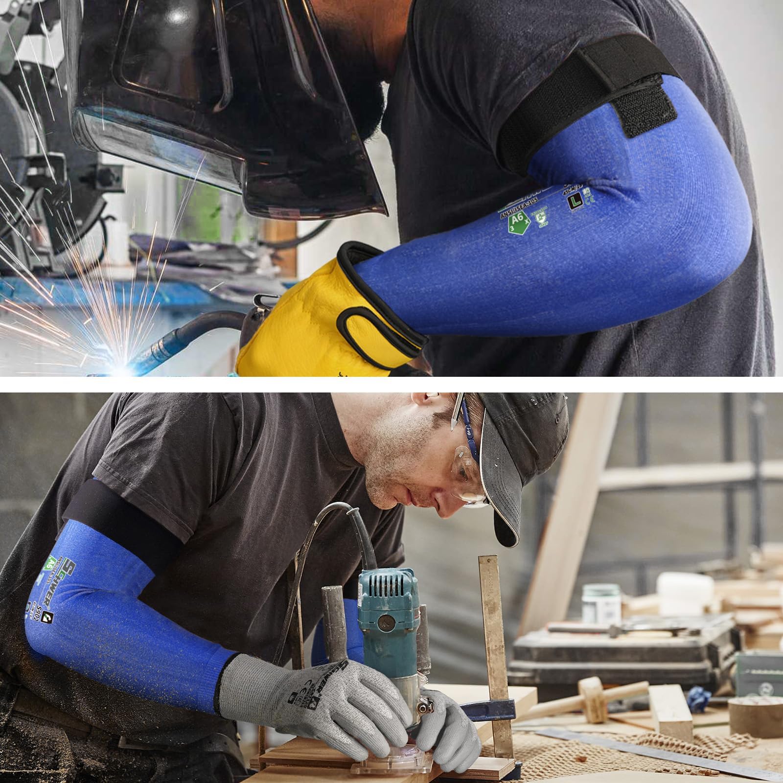 Schwer 2 Paar Air-Skin ANSI A6 schnittfeste Armstulpen für Damen und Herren S902, Nicht-PFAS-Armschoner für Arbeiten mit hohem Risiko, LSF 50+, UV-Schutz, kühlende Gartenärmel für Landwirtschaft