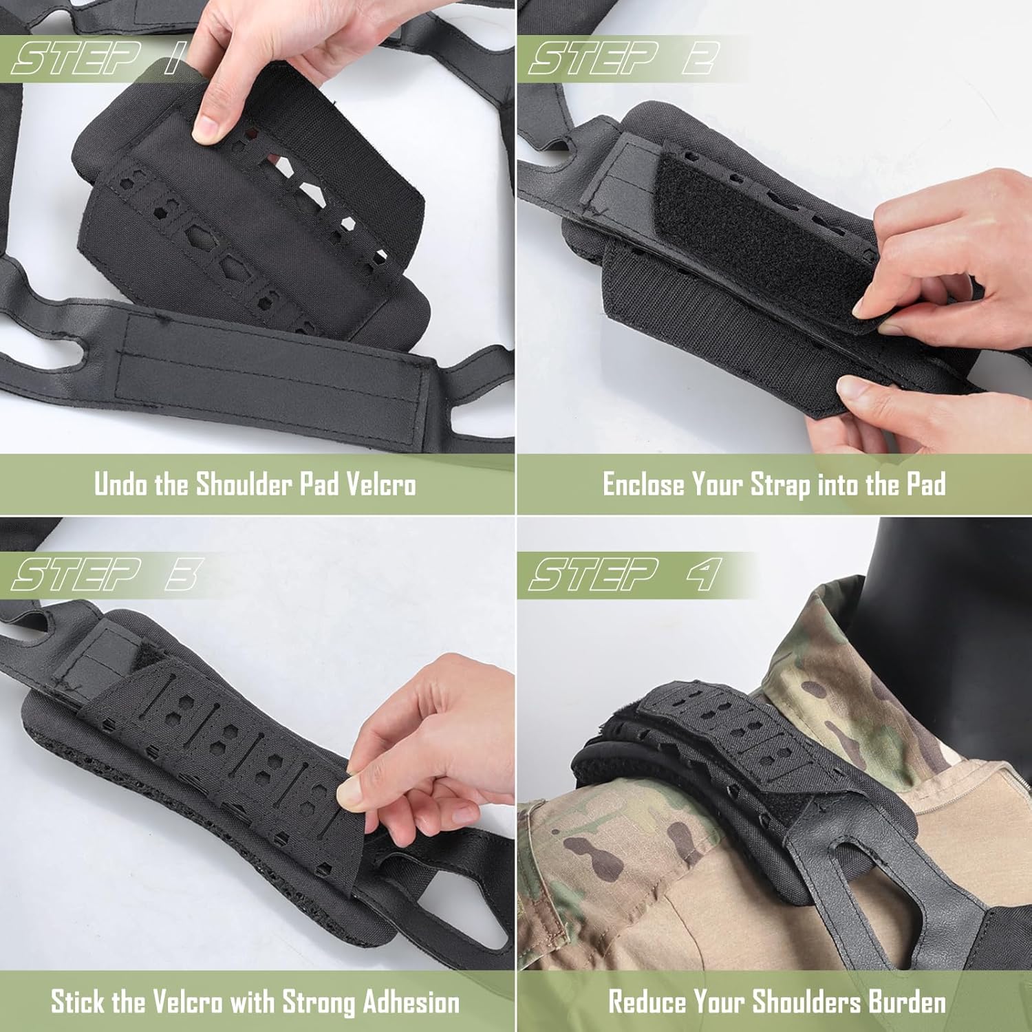 WYNEX Shoulder Strap Pad for Vest Carrier, 2 Pack Tactical Plate Shoulder Pads Strap Cushion Vest Accessories Shoulder Pads Soft Mesh Pads with Tactical Gear for Men