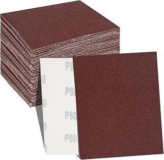 1/4 Sheet Sandpaper 5.5" x 4.5" Hook and Loop Sandpaper 80 Grit Sandpaper for Palm Sander 30 PCS Aluminum Oxide Sanding Sheets Hand Sanding Blocks for Metal, Woodworking and Polishing (80 grit)