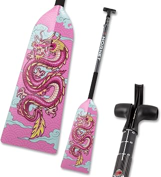 Hornet Watersports Dragon Boat Paddle - Pink Dragon - Adjustable Carbon Fiber Dragon Boat Paddle - IDBF Approved - Dragon Boat Accessories - Dragonboat Paddles
