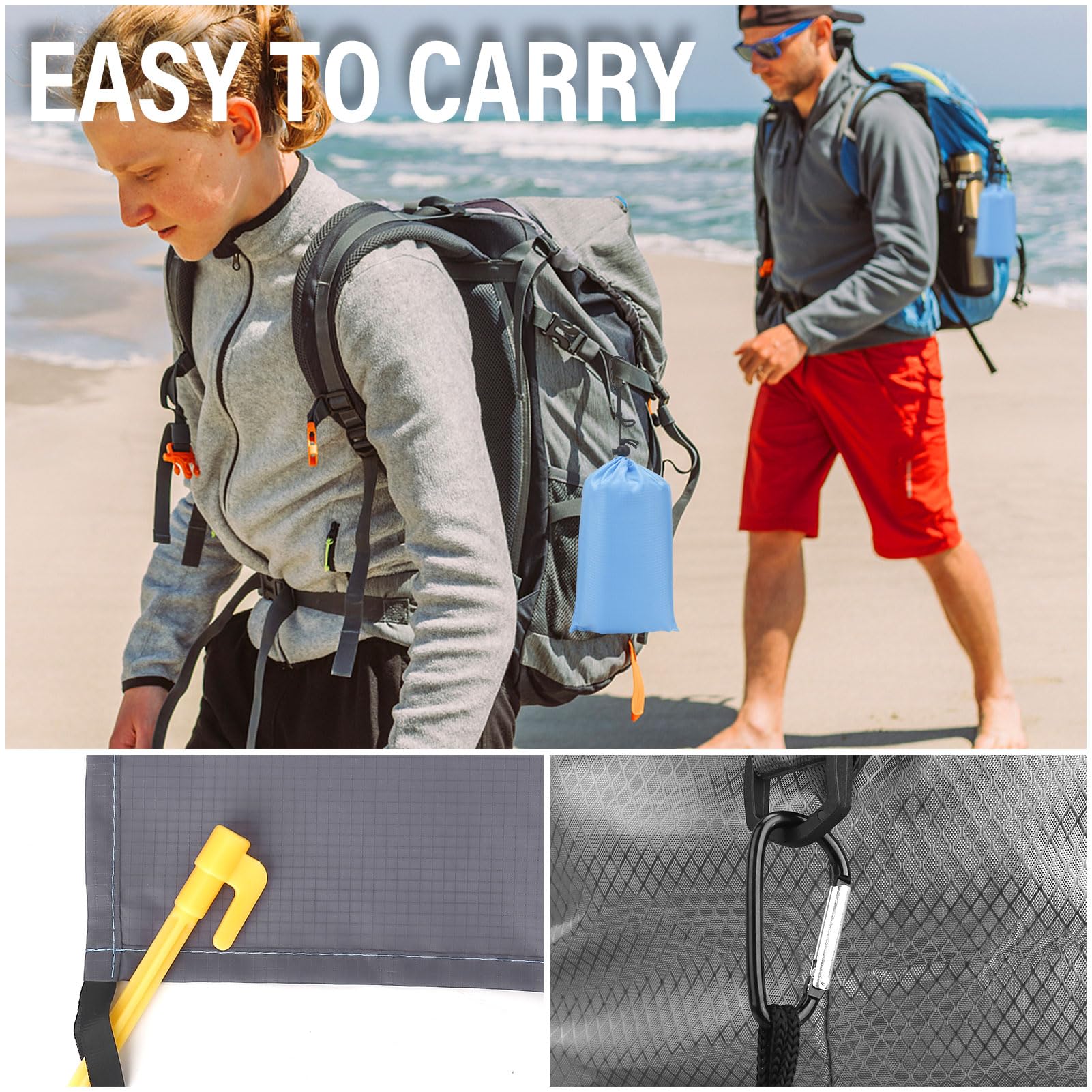 Coperta Da Picnic Impermeabile Sendowtek 210x200 Cm - Leggera, Anti-vento Con Angoli Fissaggio, Per Spiaggia E Campeggio - Foto 6