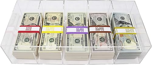 Miniatura 9 de Bandeja transparente para monedas, organizador de efectivo de 5 compartimentos, caja de almacenamiento de dinero, 300 envoltorios de monedas