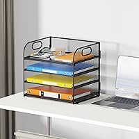 Vista 95 de 5 Tray Paper Organizer Letter Tray with Handle - Mesh Desk File Organizer, Paper Sorter Organizer for Office, Home or School File Folder Holder