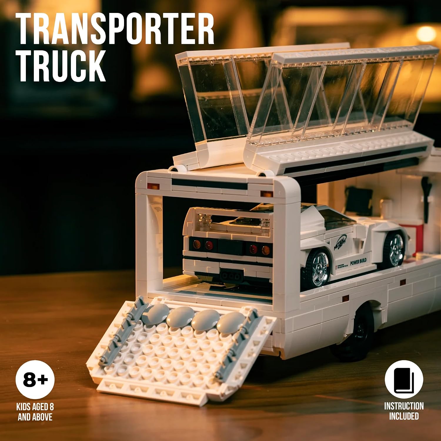 dOMOb Transporter Enclosed Truck Building Kit – 830 pcs Building Blocks Set w/Enclosed Car Box – Modular Scale 1:32 Model – Bricks Toy for Kids & Adults 8+ – for Boys, Hobbyist, Collector