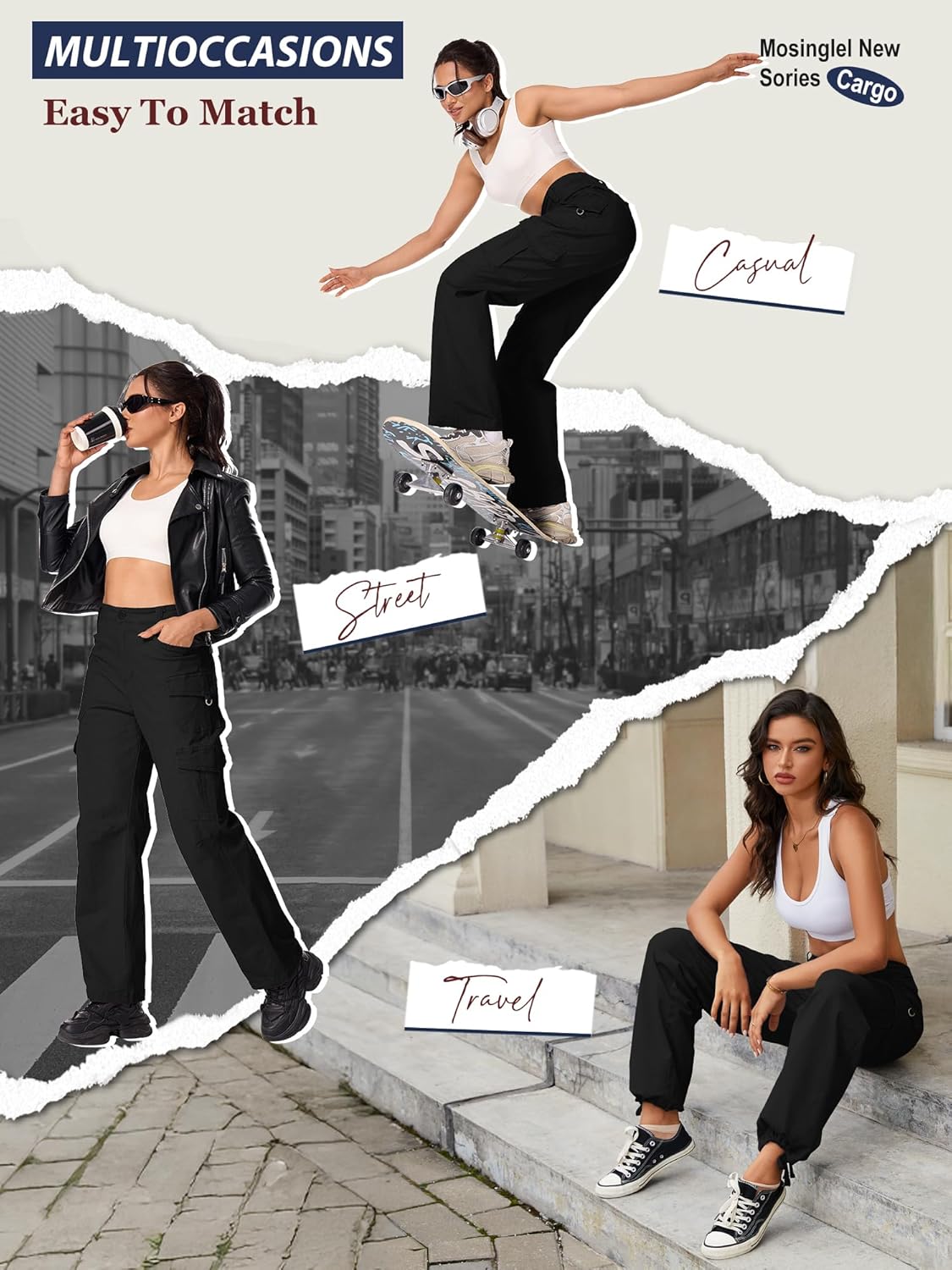 Women's Cargo Pants High Waisted Wide Leg Work Casual Pants Comfy Cotton Baggy Y2k Streetwear with Pockets - Image 5