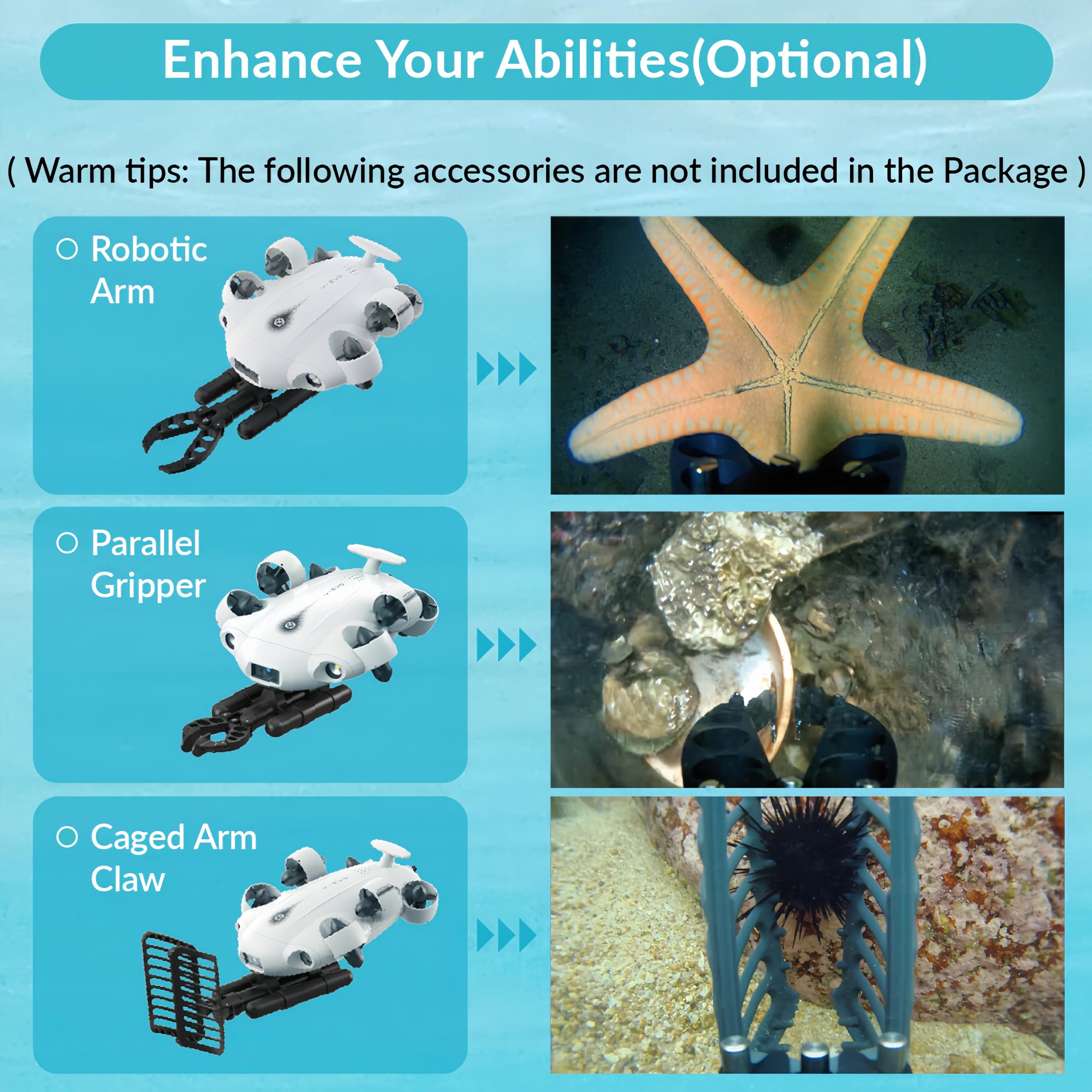 CAMOLECH FIFISH V-EVO 4K drone subacquea con braccio robotico AI Vision Lock 360° movimento omnidirezionale immersione fino a 100M ROV subacqueo (aggiungi braccio robotico)