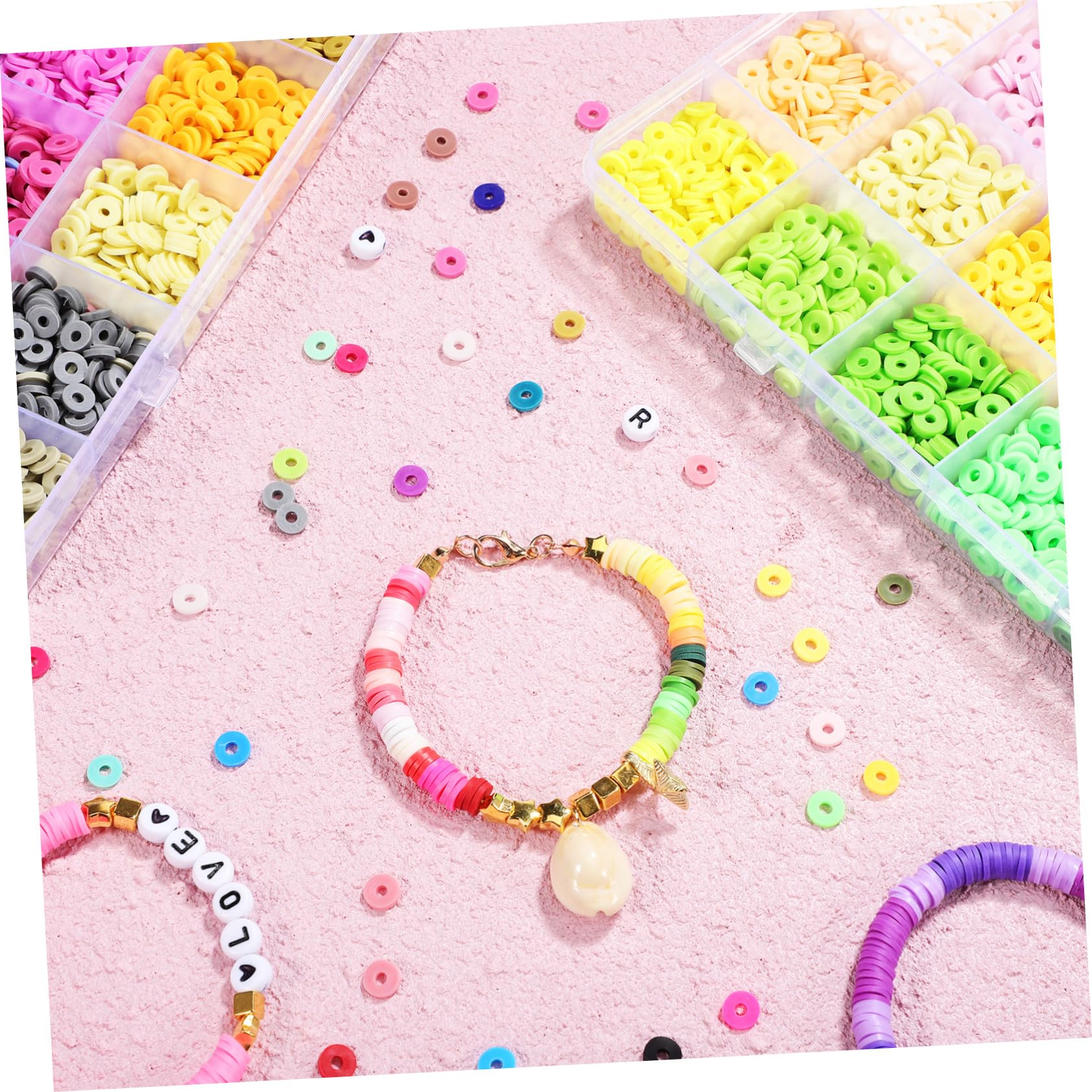Holibanna Kit de Perles pour Création Bijoux Vibrant et Complet Accessoires DIY pour Bracelets et Colliers Résistantes Cadeaux Personnalisés