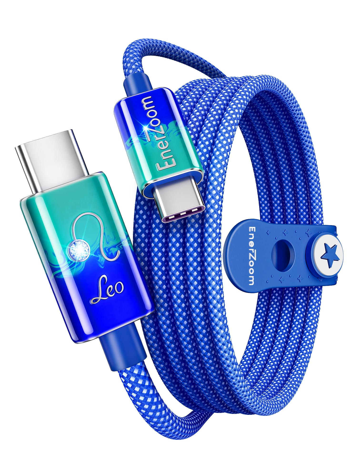 Leo Zodiac - Cavo di ricarica da USB C a USB C, dipinto a mano, 240 W PD 3.1 Tipo C, cavo intrecciato in nylon a ricarica rapida, regalo astrologico per lei, 1 m