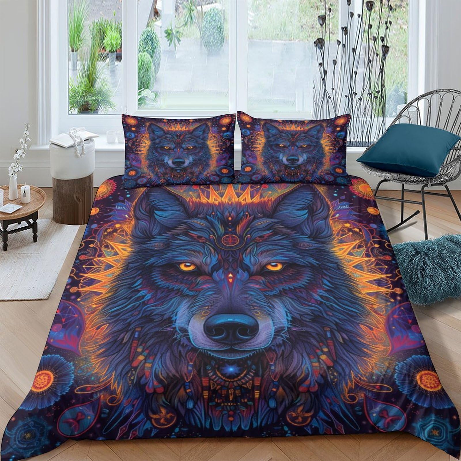 BARDYS Wolf Quilt Cover for Teens And Adults Duvet Cover 3D Print Wild Animals Comforter Covers with Pillow Cases with Zipper Closure Bedding Set Soft Microfiber 3 Pieces Double（200x200cm）