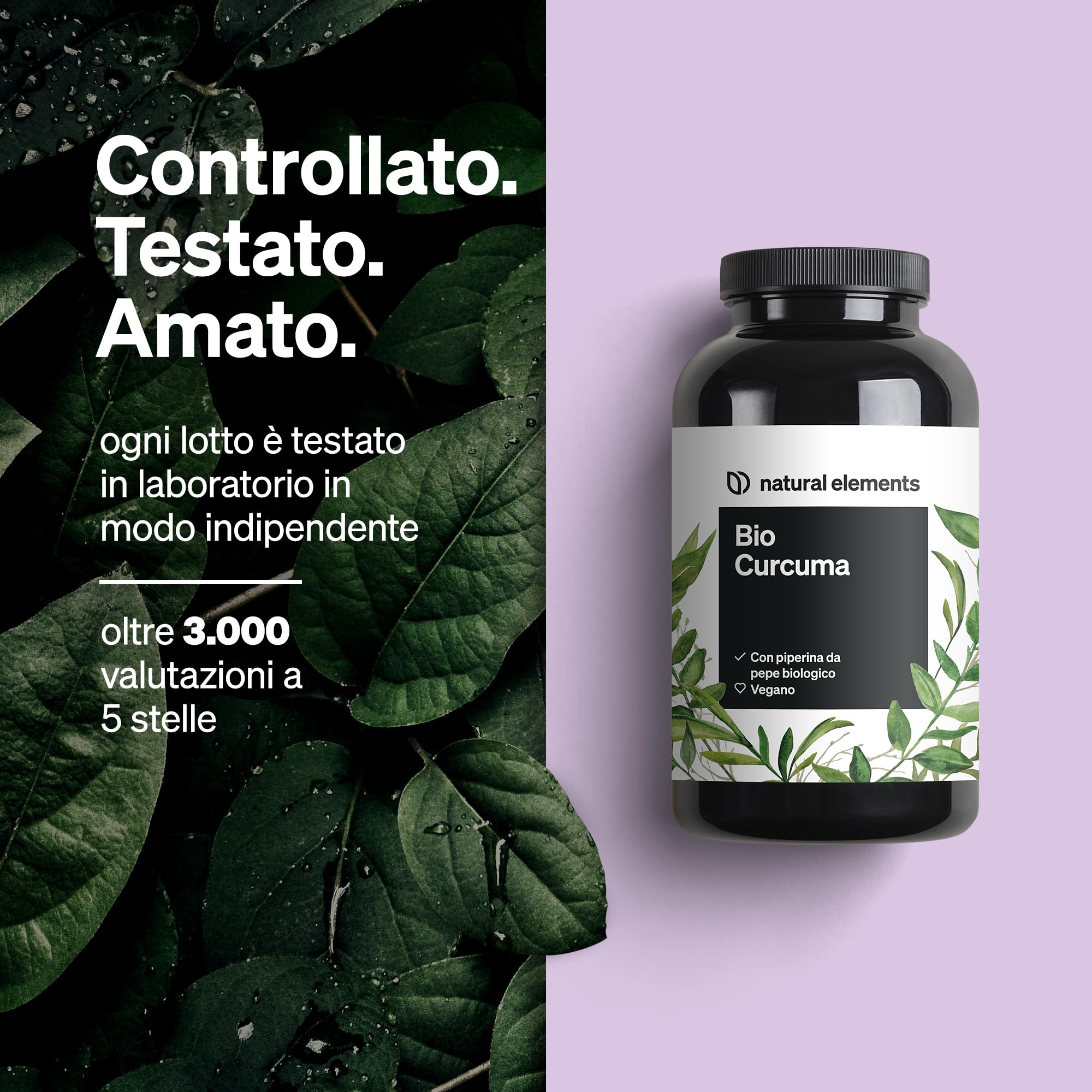 Curcuma e Piperina Plus – 240 capsule – 2.900mg di bio curcuma per dose giornaliera – con curcumina e pepe nero – ad alto dosaggio, vegana – prodotta e testata in laboratorio in Germania