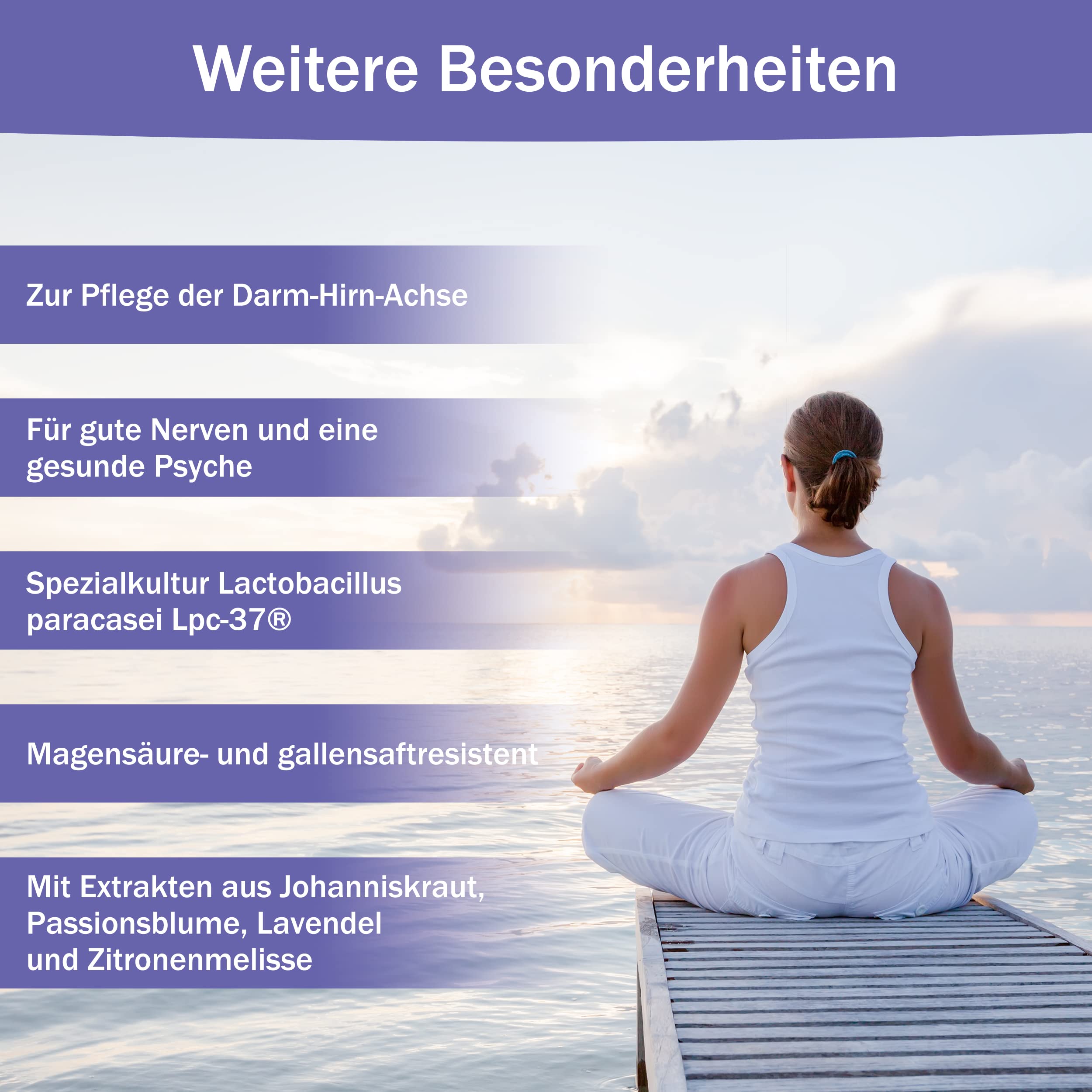 Sanatura Bio Mifloran Neuro Relax - Darm-Hirn-Balance, für Psyche & Nerven - u.a. mit Lactobacillus paracasei, Johanniskraut Extrakt, Passionsblume für mehr Entspannung