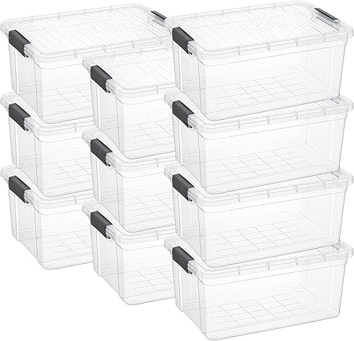 Miniatura 90 de Superio Cajas de almacenamiento transparentes con tapas, contenedores de plástico de 8.75 cuartos de galón para organizar, cajas apilables, sin BPA,