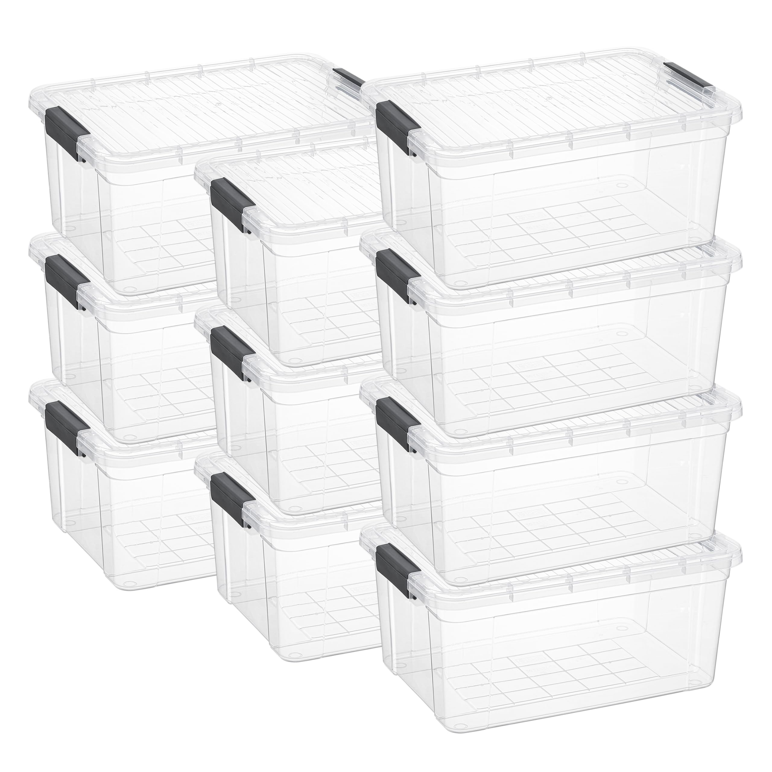 Superio 36 Quart Clear Plastic Storage Boxes with Lids, Stackable Organizer Containers, BPA-Free Storage Bins for Home, Office, School &amp; Dorm, 10 Pack