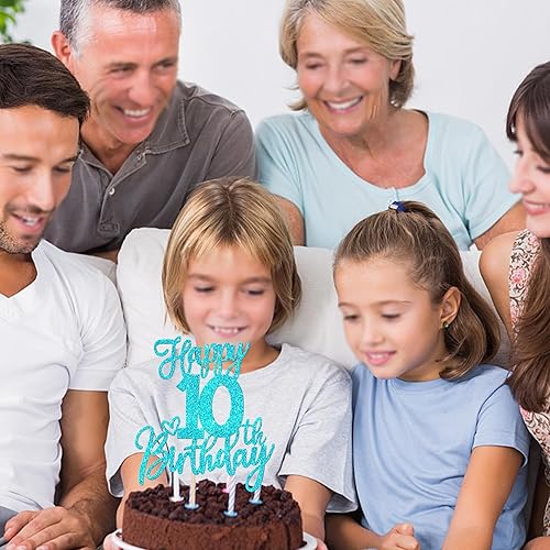 Miniatura 6 de 1 pieza de decoración para pastel de cumpleaños número 10 con purpurina y saludos a 10 años, selección de pastel de 10 años, fabulosa decoración de
