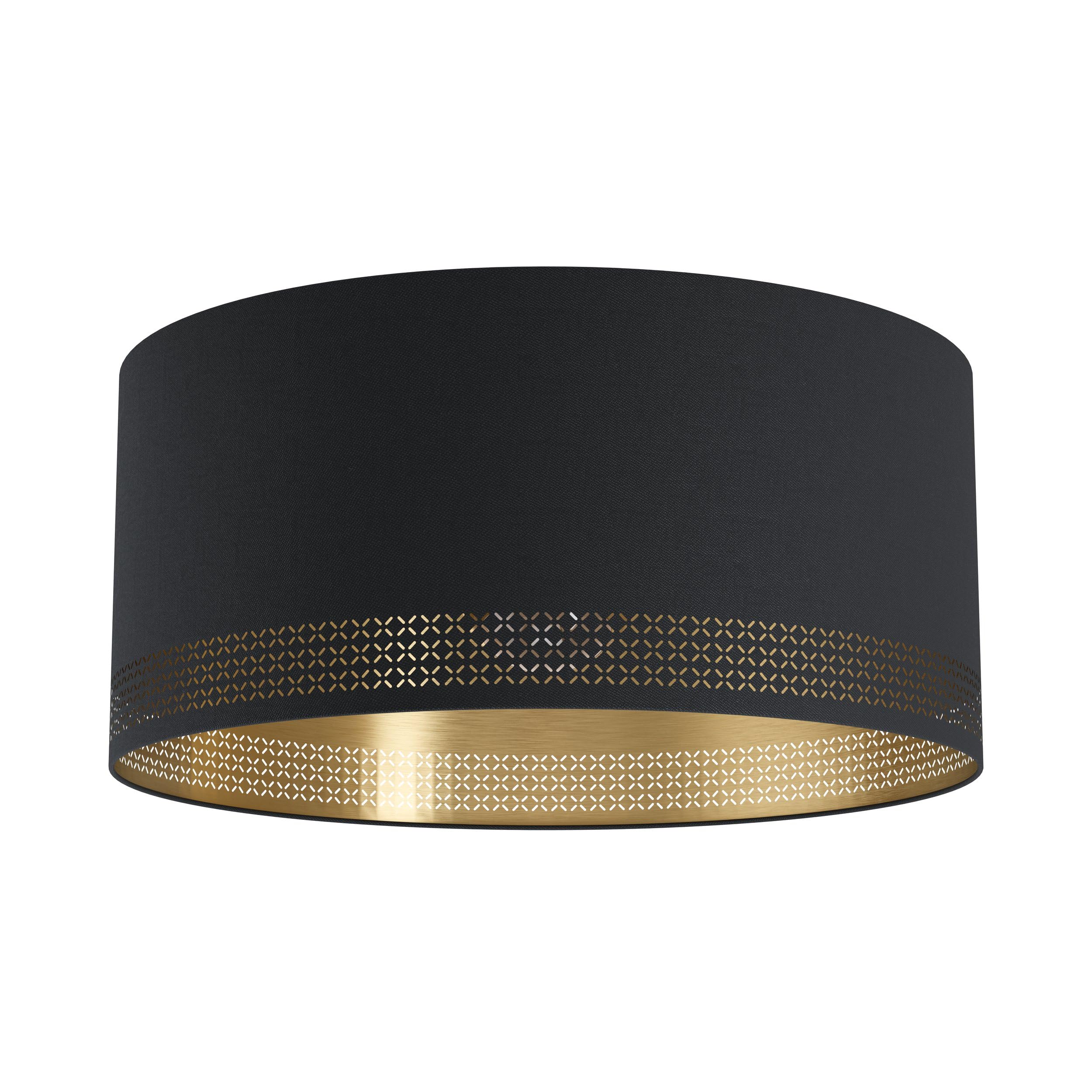 EGLO Deckenlampe Esteperra, 1 flammige Deckenleuchte Vintage, Retro | Wohnzimmerlampe aus Stahl und Textil in Schwarz, Gold, Küchenlampe, Flurlampe Decke mit E27 Fassung