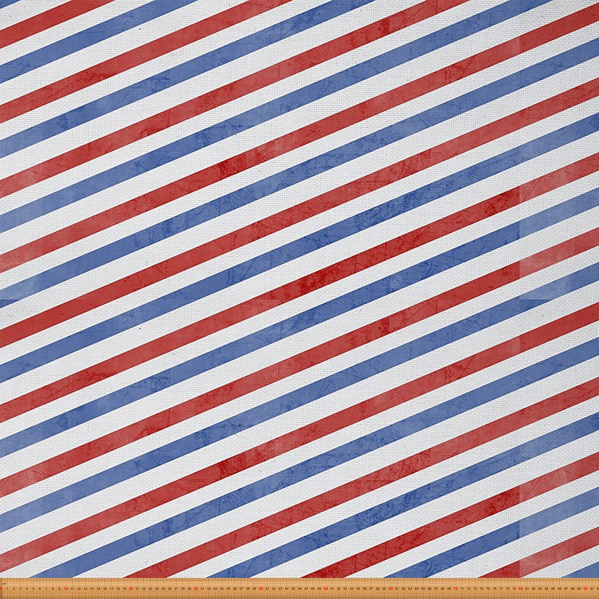 Harbour Stripe Fabric by The Yard Vintage Colored Stripes Theme Design Illustration Fabric for Chairs and Home DIY Projects Decorative Waterproof Fabric 2 Yards,(L184*W150cm) Blue Red