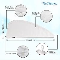 Vista 2 de Toalla de pelo 100% algodón, de secado rápido, súper absorbente, turbante para mujeres, con botón, antiencrespamiento, gorra para cabello rizado