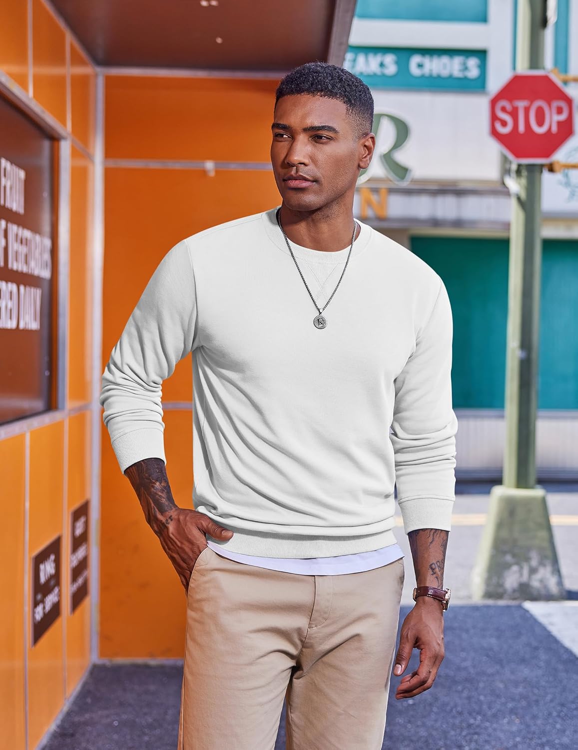 COOFANDY Men's Fleece Crewneck Sweatshirt Casual Long Sleeve Pullover Fall Winter Warm Sweatshirts Fashion Pullovers - Image 3