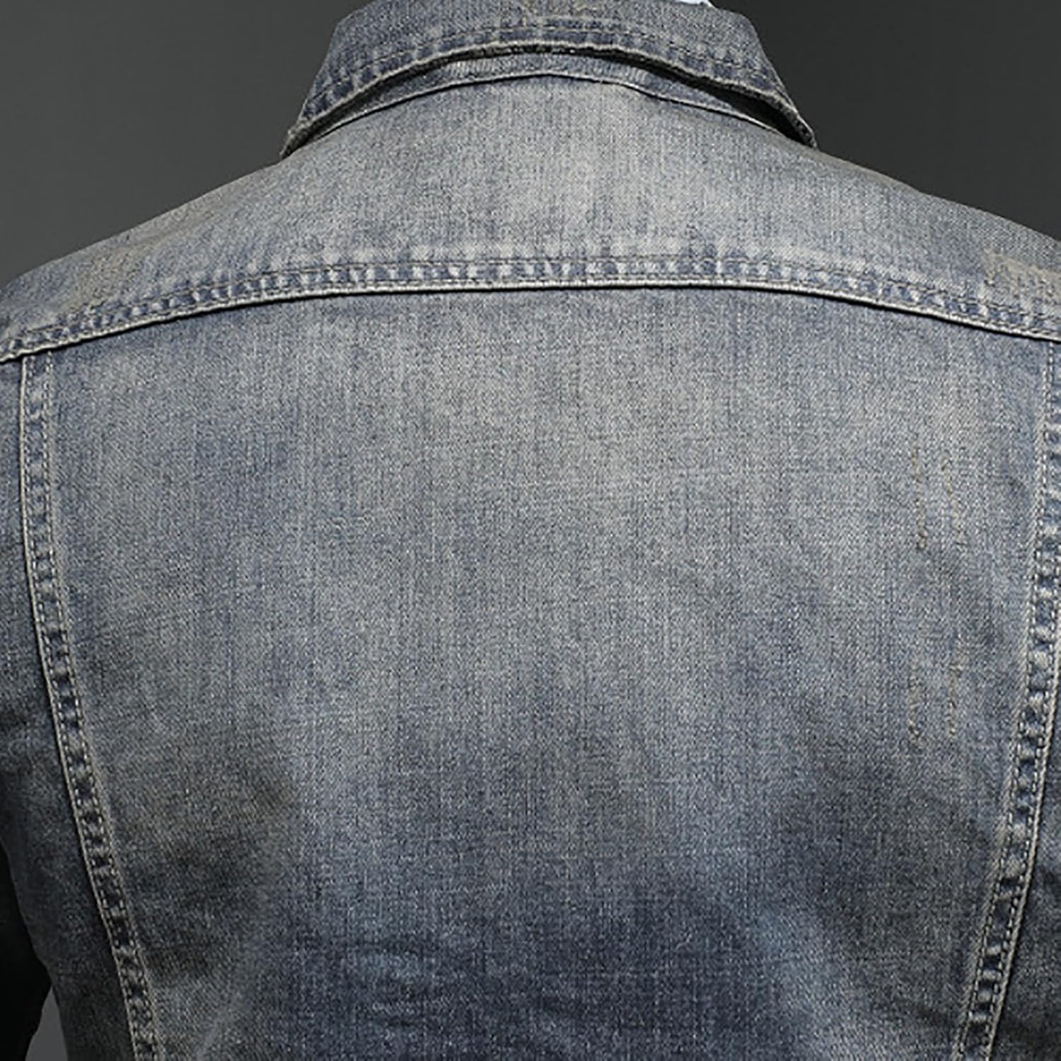 XUNRYAN Mens Distressed Denim Jacket Zip Up Button Down Jean Coat Casual Long Sleeve Trucker Jackets Outwear Fashion Clothes