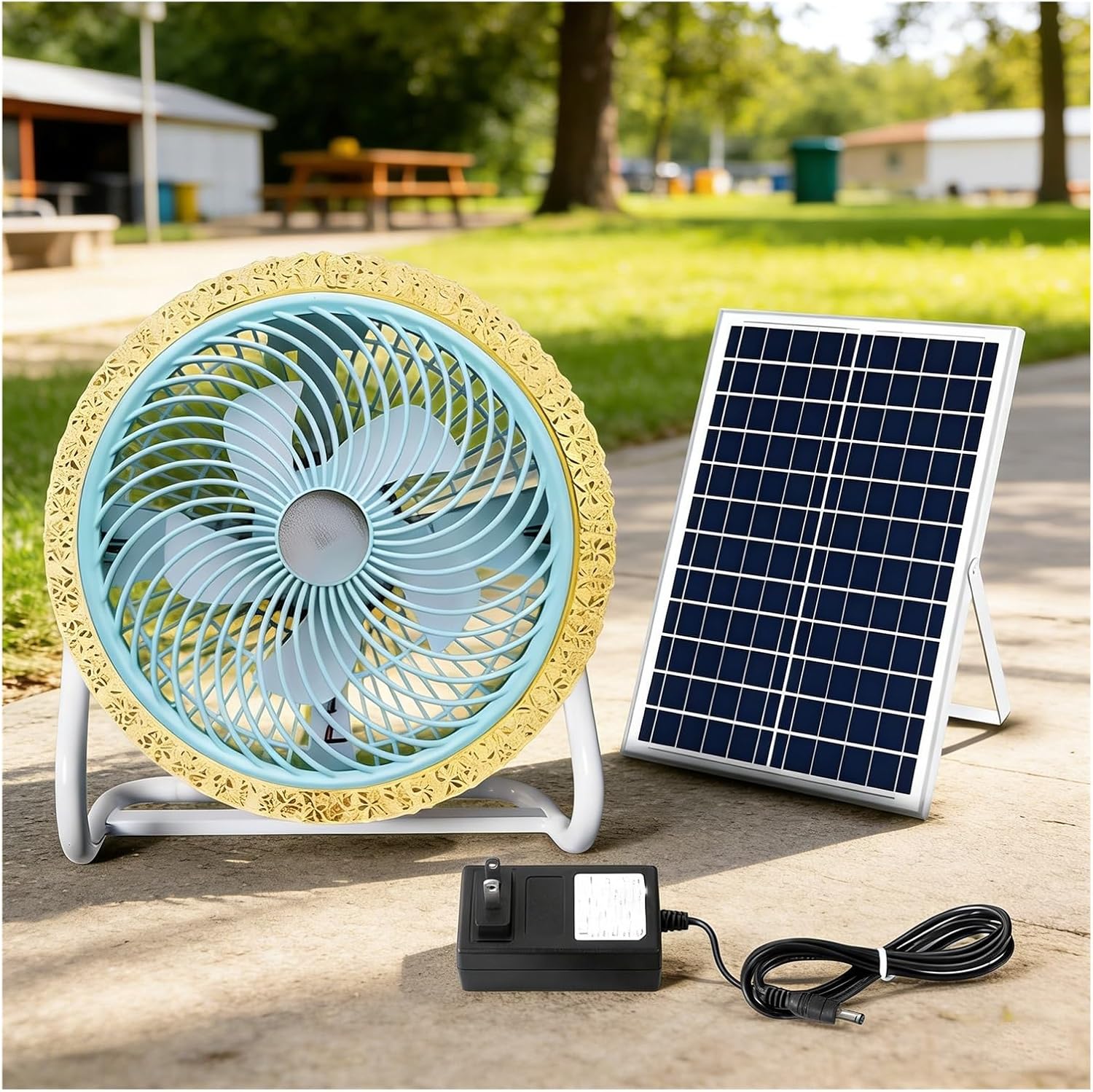 Floor-standing Solar Fan, 3 Brightness Setups, Approximately 90° Horizontal Oscillation, 75° Vertical Oscillation, 18cm Thick Blades, Solars Fans for Home and Outdoor Use