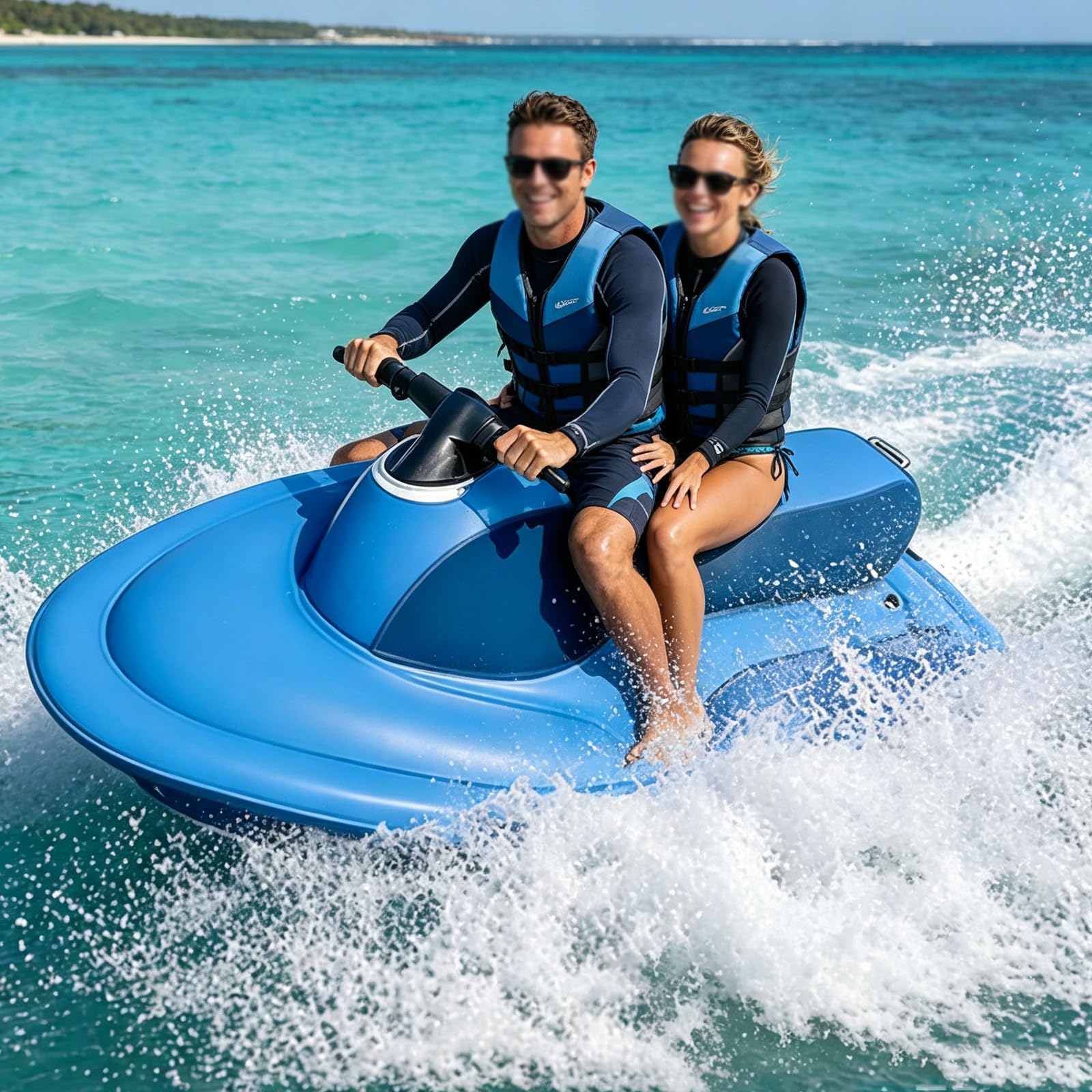 Atwynd Upgraded 2-Person Underwater Inflatable Jet Boat, Dual Safety Fins Brushless Electric Water Surf Boat, Inflatable Foldable Motorboat, Seated Floating Water Scooter for Snorkeling 500W10A