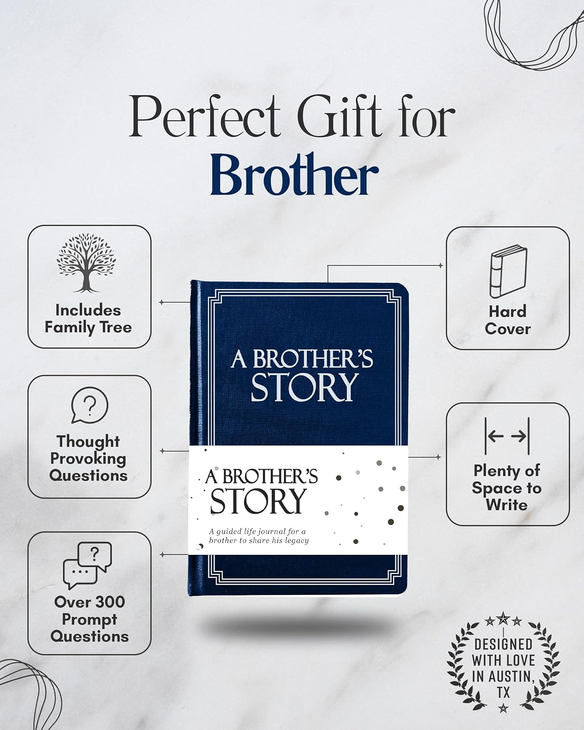 Brother's Life Story Journal (Hardcover): A Meaningful Keepsake for Brother to Share His Journey & Memories, Book Includes 250+ Prompt Questions, Sentimental Gift for Father's Day, Birthday, Christmas - Image 2