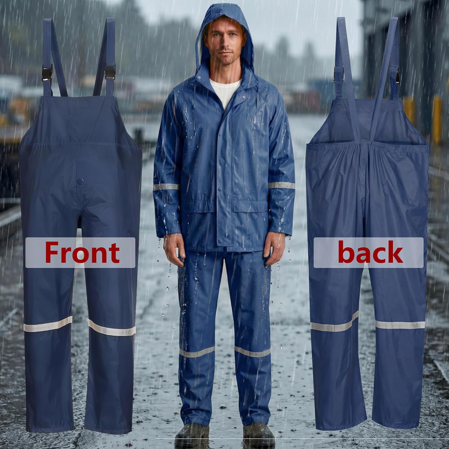 Men's Waterproof Rain Jacket Lightweight Packable-Hooded Windbreaker for Hiking, Fishing, Travel Outdoor Activities - Image 7