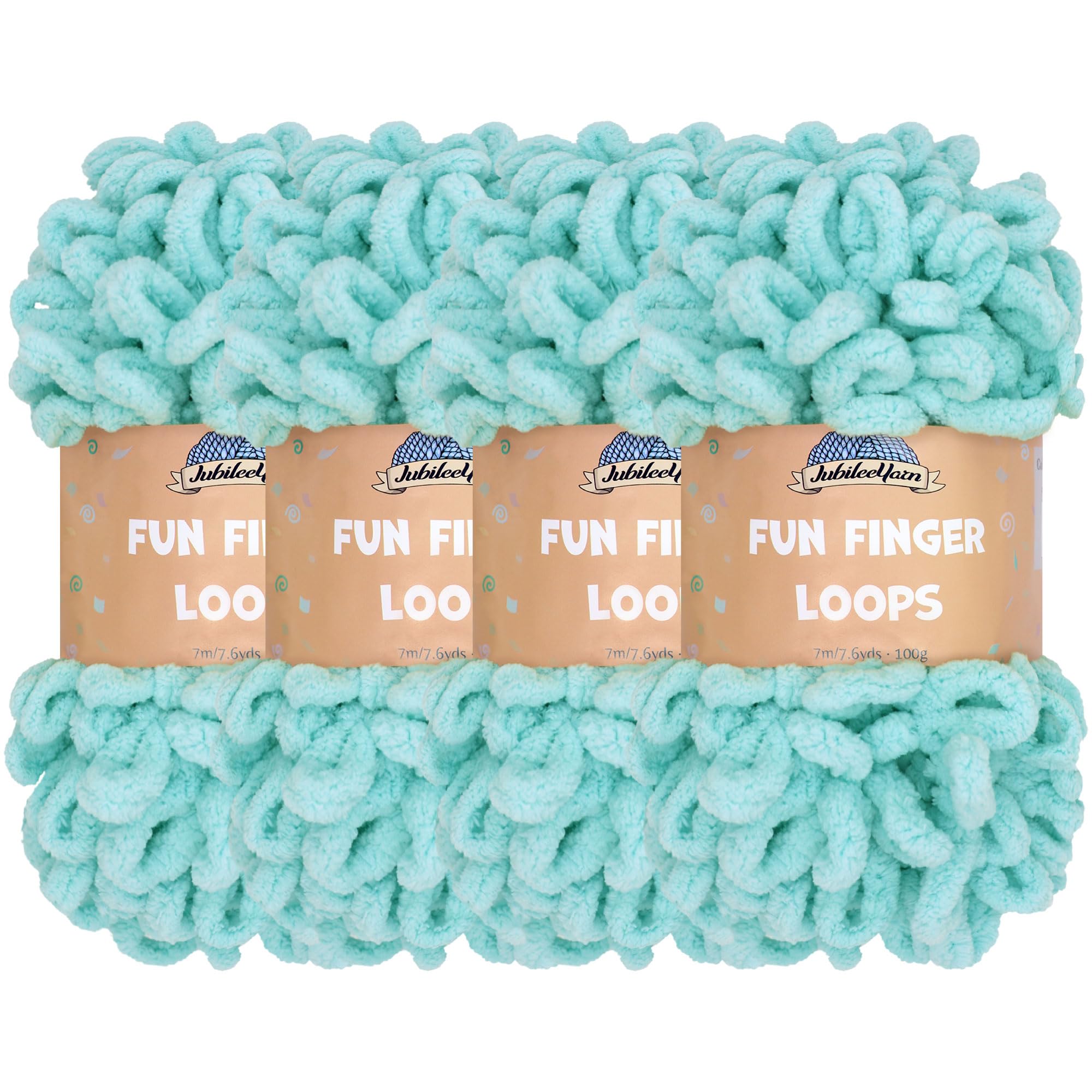 JubileeYarn Fun Finger Loops Yarn - Polyester Jumbo Weight Loop Yarn - 100g/Skein - Blue - 4 Skeins โ image 1