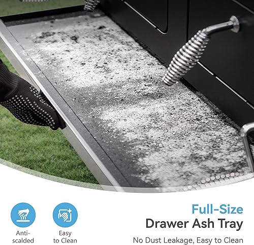 Miniatura 3 de GREEN PARTY Parrilla de carbón de barril con mesas auxiliares, espacio de cocción de 794 pulgadas cuadradas, parrilla grande de carbón con 2