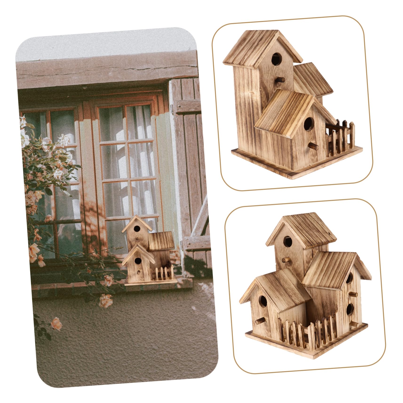 POPETPOP Casetta per Uccelli in Legno da Esterno per Pappagalli e Canarini, Nido Creativo a Forma di Casetta, per Pittura Fai-da-Te e Artigianato
