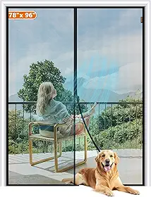 MAGZO Porta de tela magnética serve para portas de tamanho 188 x 96 polegadas, tamanho da tela 203 x 246 cm, malha de ímãs fortes, rede de fibra de vidro reforçada para entradas deslizantes e de pátio