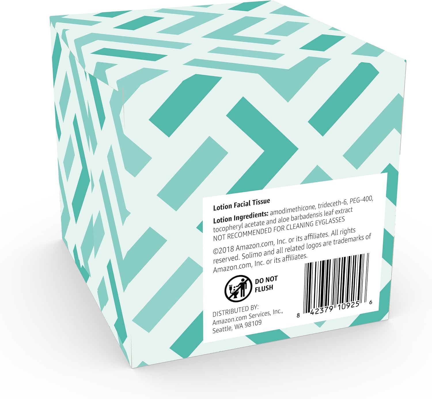 Amazon Brand - Solimo Facial Tissues with Lotion (18 Cube Boxes), 75 Tissues per Box (1350 Tissues Total)