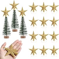 Vista 8 de Hiboom 6 piezas de mini estrella para árbol de Navidad de 4 x 3.4 pulgadas, estrella de árbol de Navidad con purpurina para decoración de fiesta