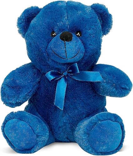 Grandma Smiley's Plush Best Friends - Oso de peluche azul supercolor, 9 pulgadas, hipoalergénico, pequeño para Navidad, baby shower, novia, novio,