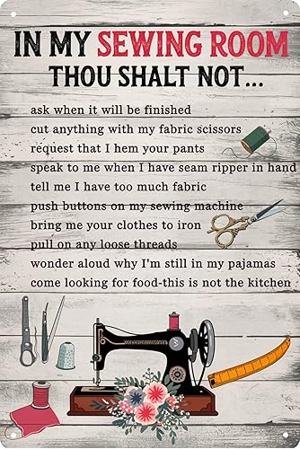 Arte de pared en mi sala de costura, suministros de costura, decoración de pared para amantes de la costura, regalos de madera colgante de metal,