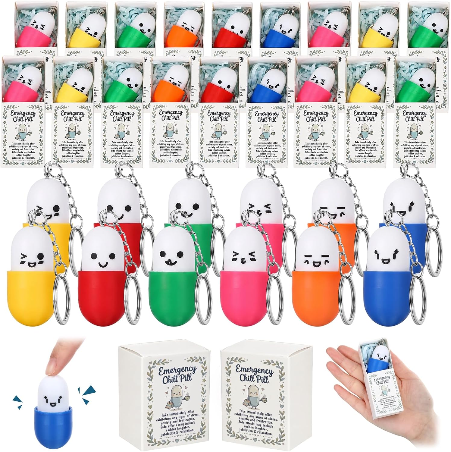 Gerrii 30 Sets Pill Clicker Keychain with Box, Medical Assistant Gifts